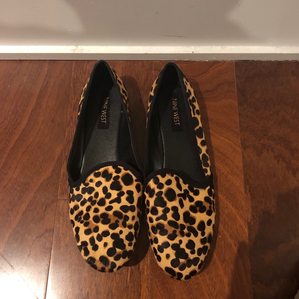 Nine West Leopard Loafers Sz 9
